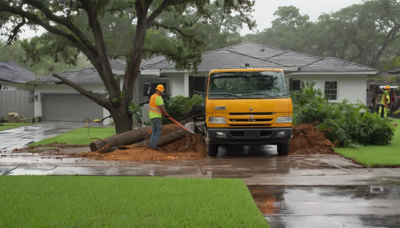 A local provider's crew clearing a fallen tree from a home in Crystal River after a storm